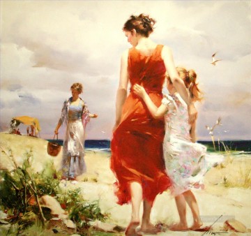 PD día ventoso Mujer Impresionista Pinturas al óleo